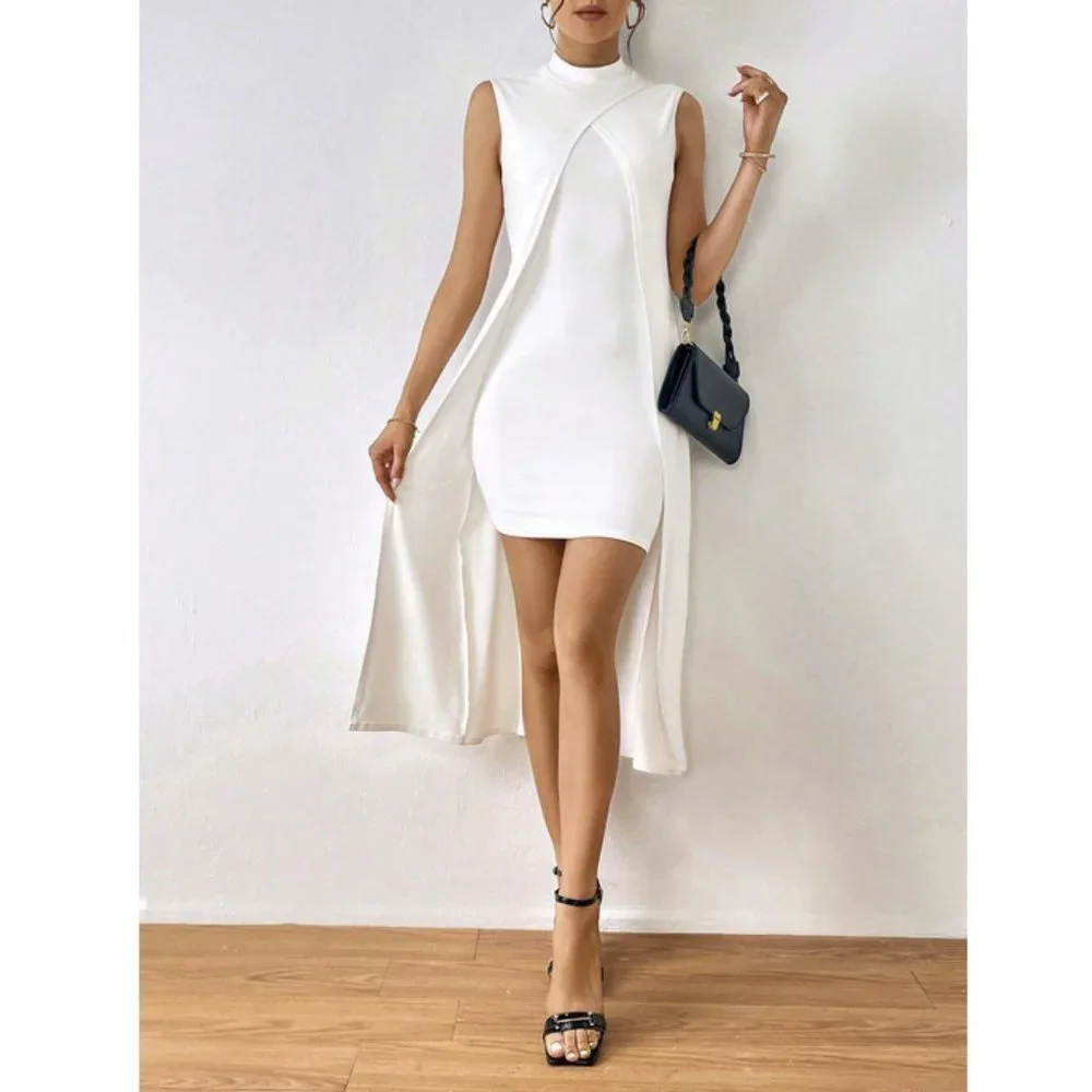 Contemporary Mock Neck Sleeveless Dress - Picture 3 of 5